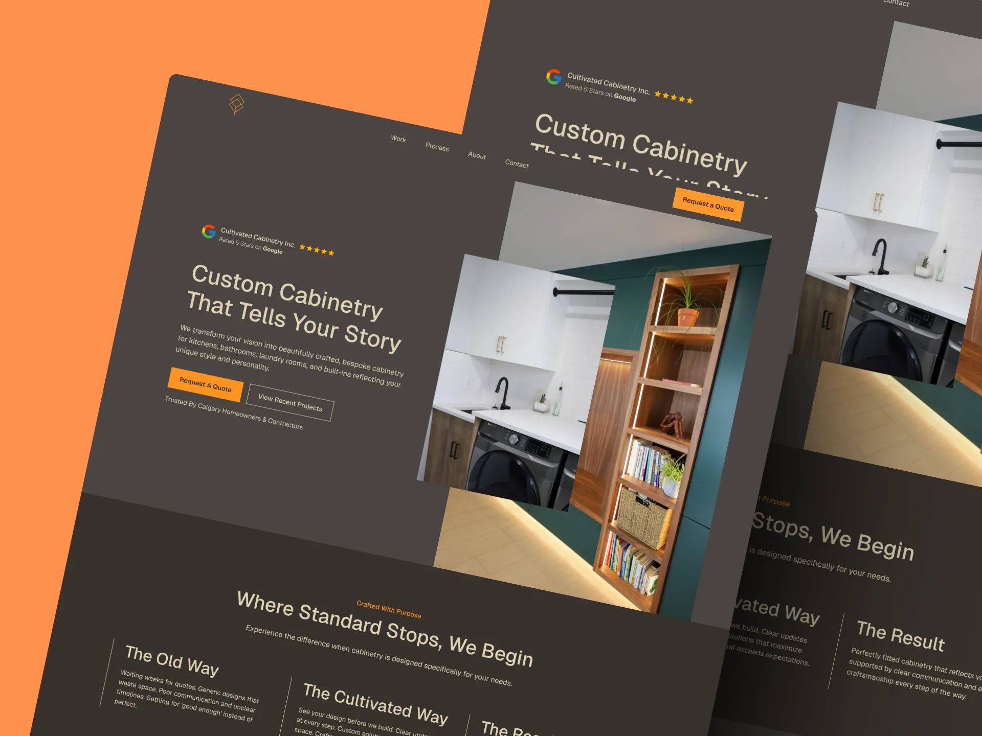 Cultivated Cabinetry on a desktop mockup