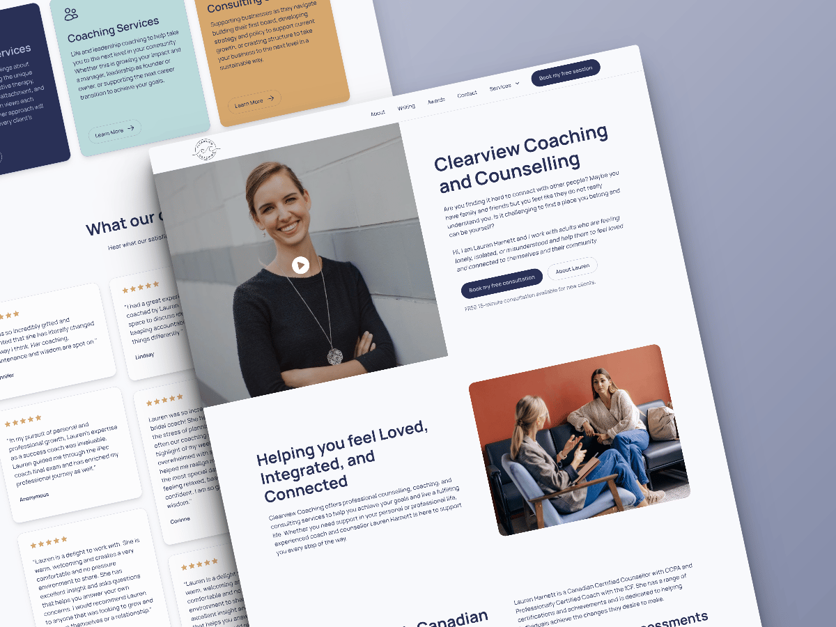 Clearview Coaching on a desktop mockup