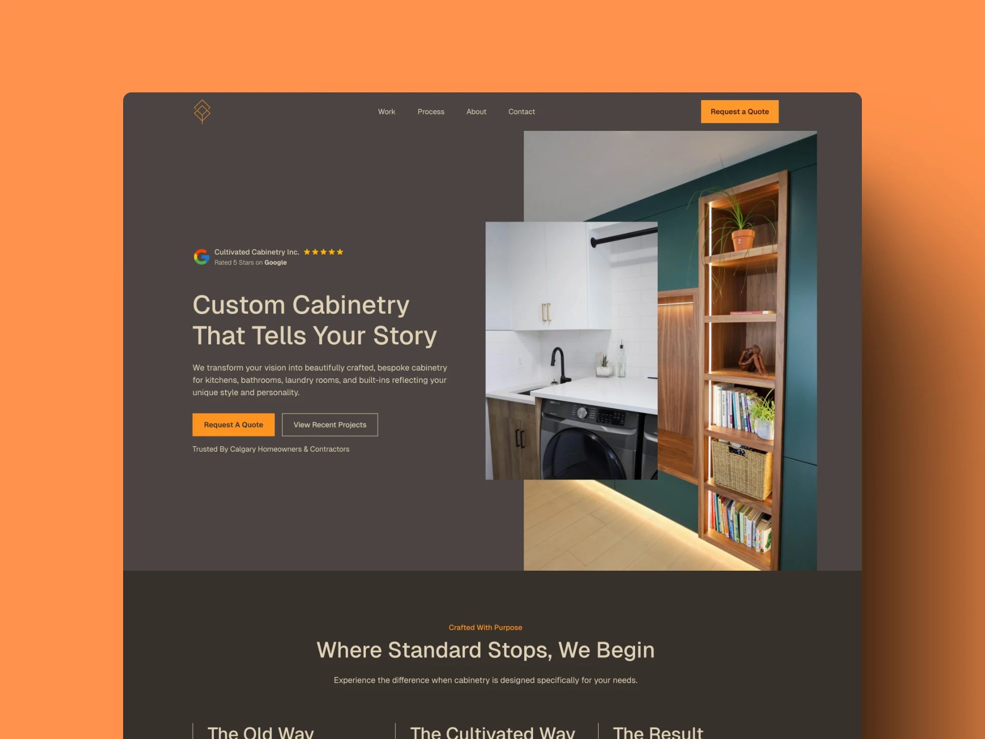 Cultivated Cabinetry on a desktop mockup