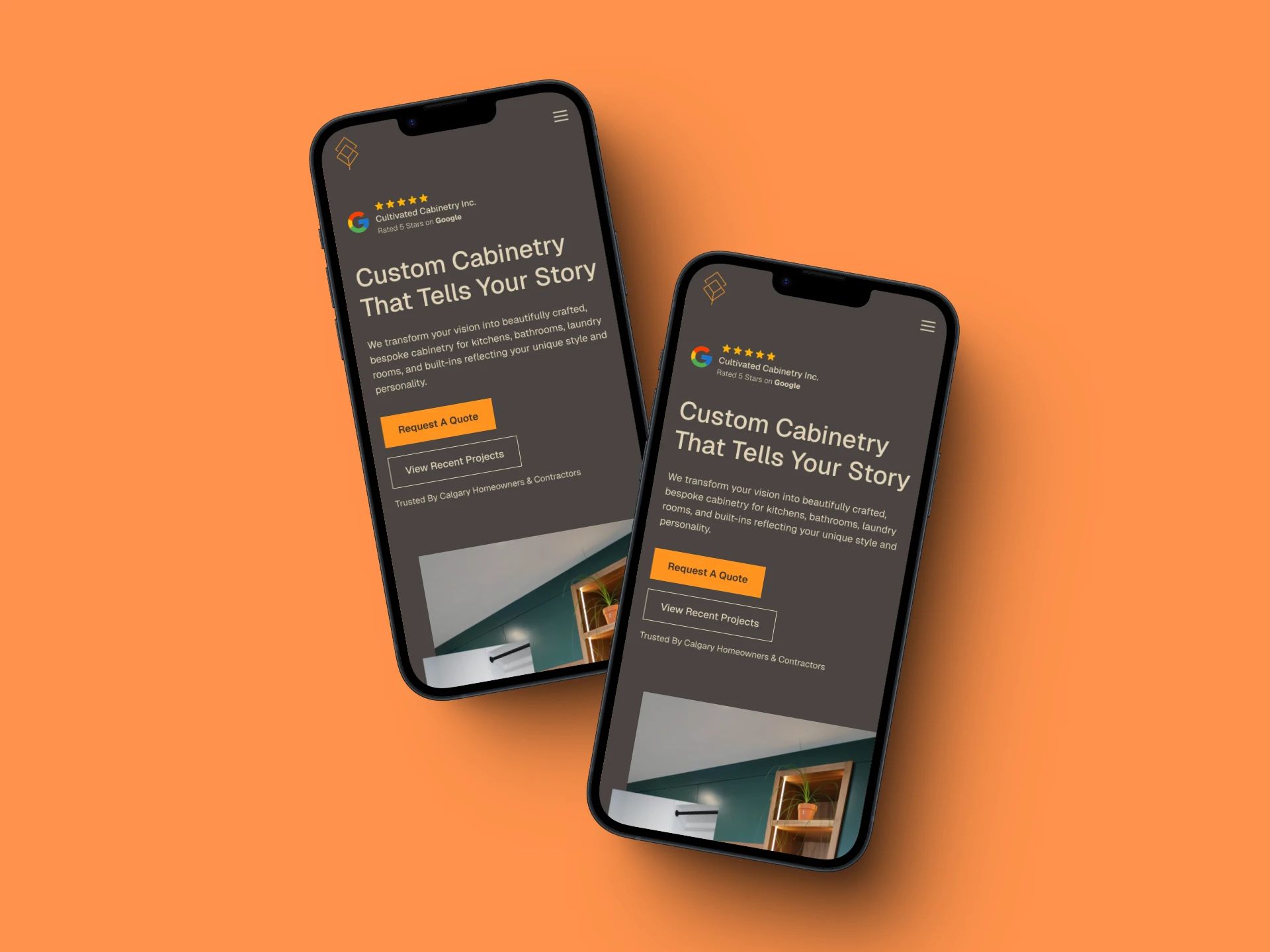 two websites mockup on two iPhones