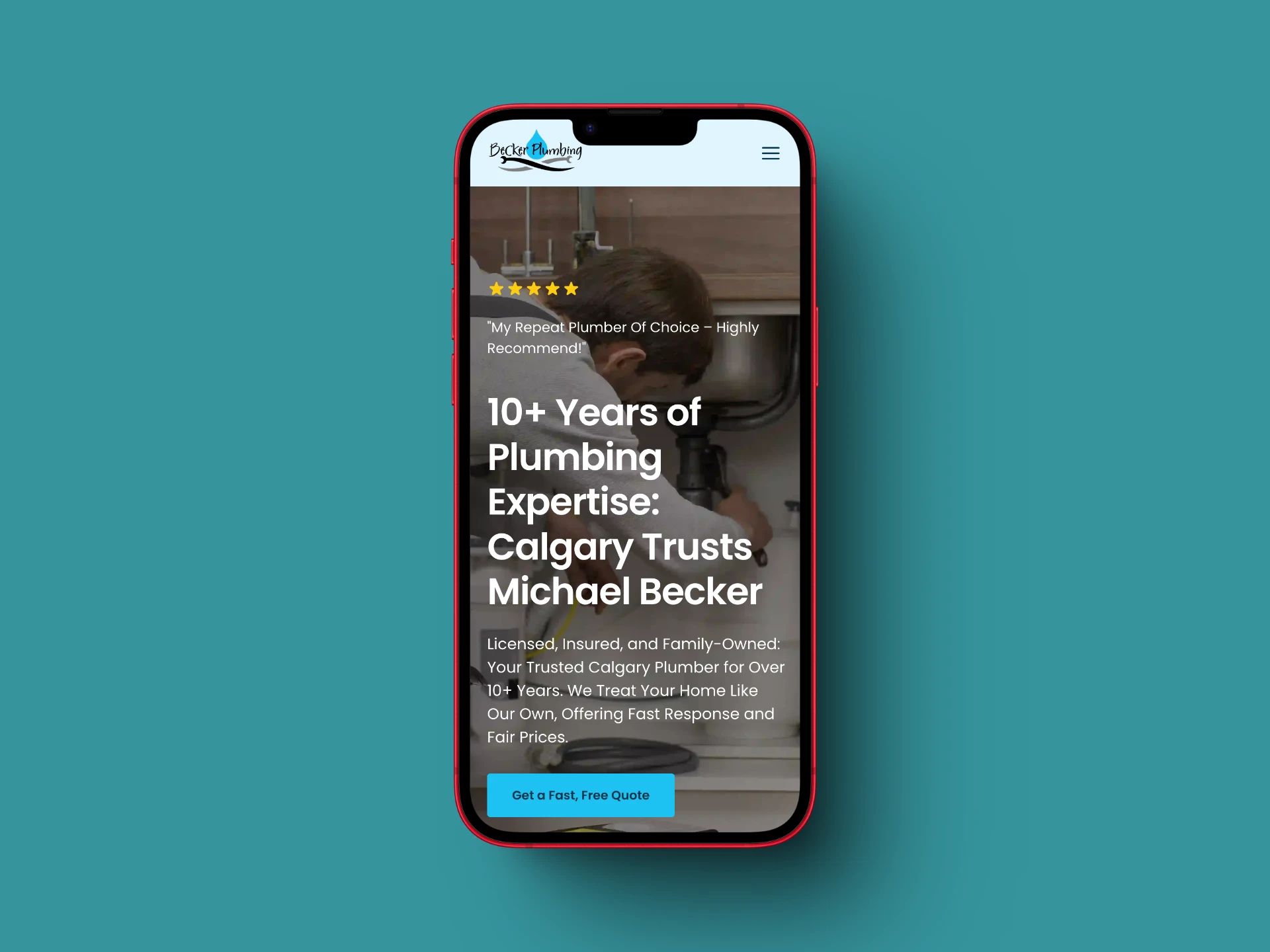 Becker Plumbing on a mobile mockup