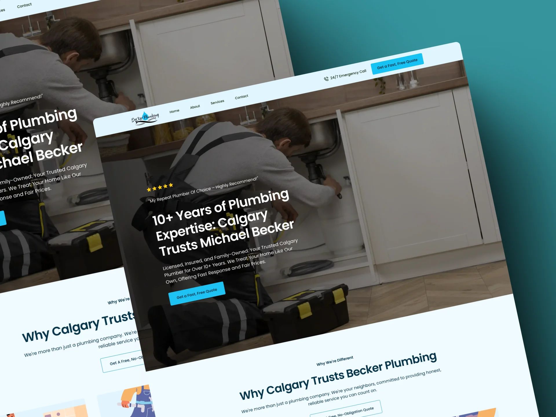 Becker Plumbing on a desktop mockup