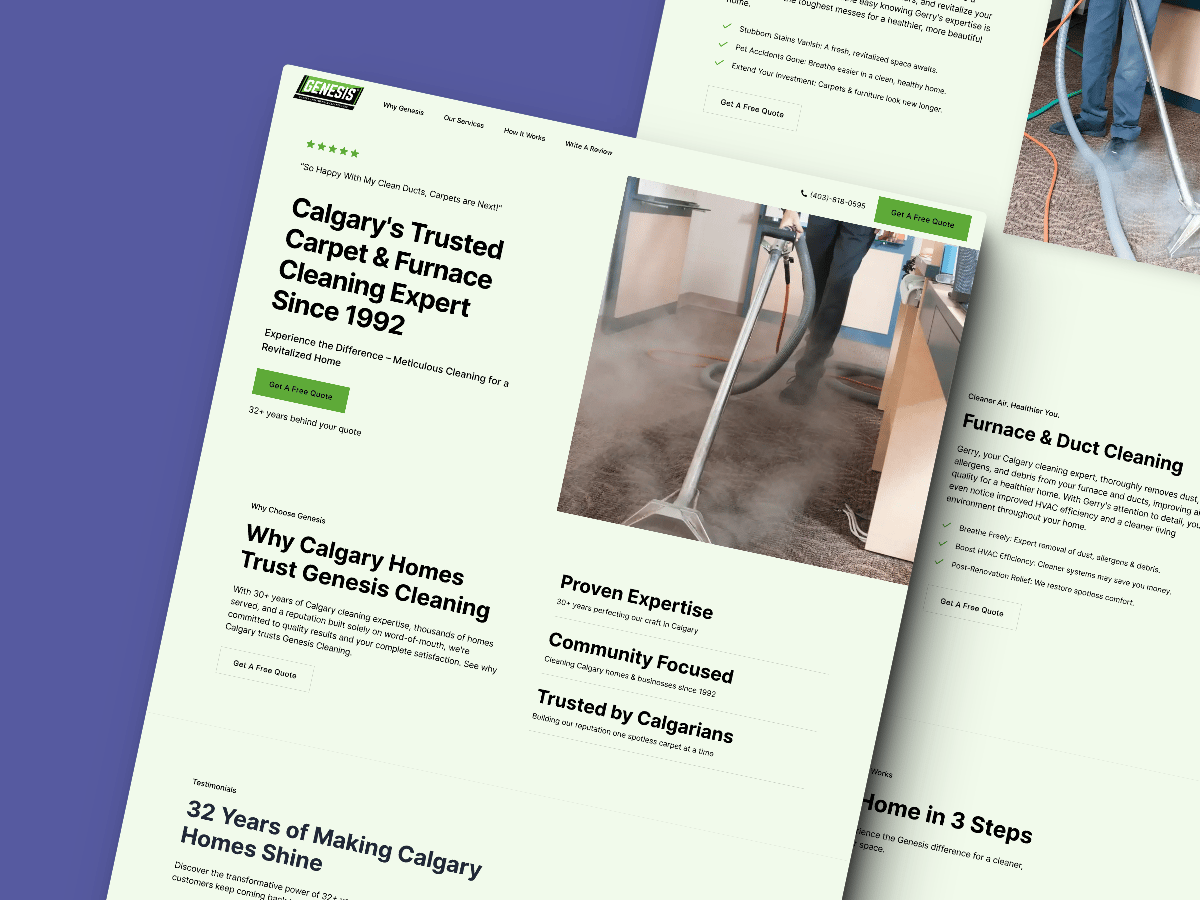 Genesis Cleaning Services on a desktop mockup