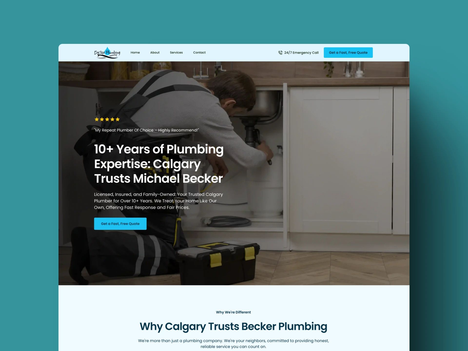 Becker Plumbing on a desktop mockup