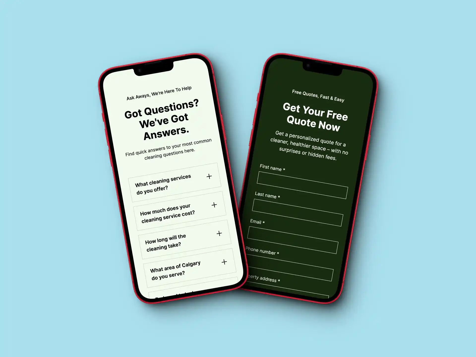 Genesis Cleaning Services on two mobile mockup