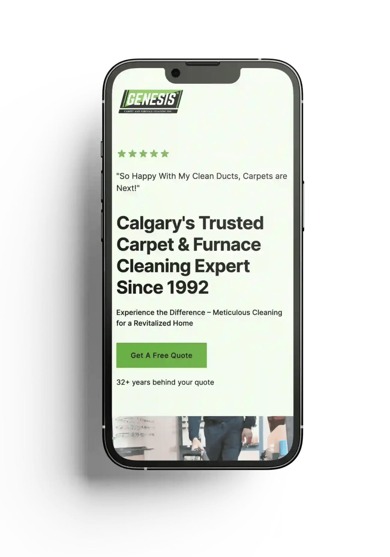 Genesis Cleaning Services on iPhone mockup